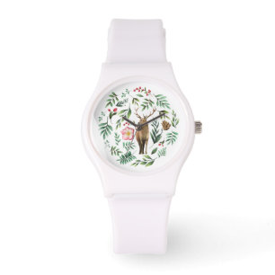 Reloj De Pulsera Cernera acuarela con flores y hojas