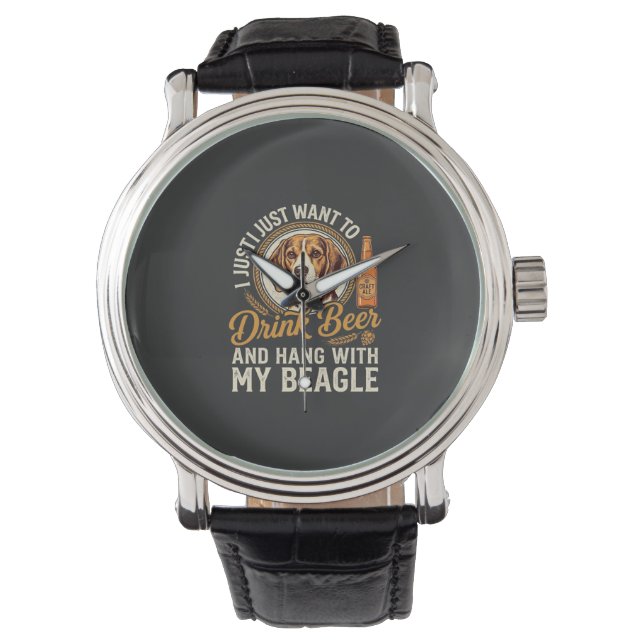 Reloj De Pulsera Cerveza Beagle Perro Artesanal Ale Botella Lúpulo (Anverso)