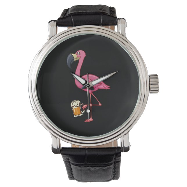 Reloj De Pulsera Cerveza Flamingo - Flamingo Rosa Funny (Anverso)
