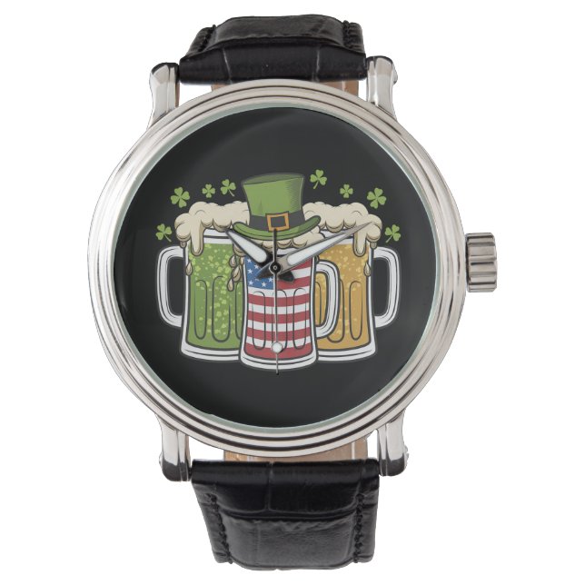 Reloj De Pulsera Cerveza Irlandesa Irlanda Estados Unidos Bandera A (Anverso)