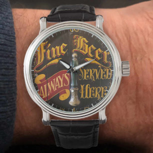 Reloj De Pulsera Cerveza Pub Tradicional. Imagen de Rótulo de pub a