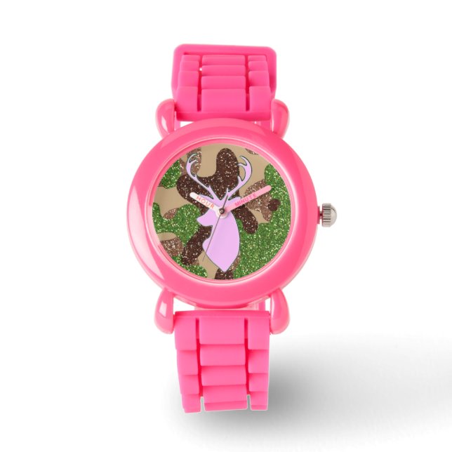 Reloj De Pulsera Cerveza rosa y purpurina camo Watch (Anverso)