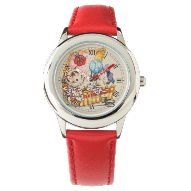 Reloj De Pulsera "Cesta de coser Kitty" (Anverso)