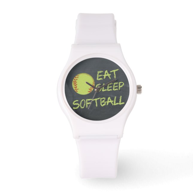 Reloj De Pulsera Chalkboard Eat Sleep Sofball (Anverso)