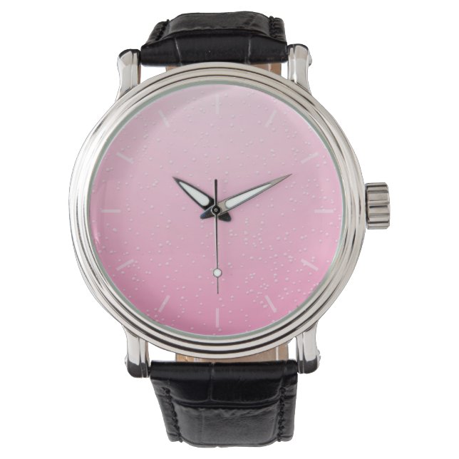 Reloj De Pulsera Champagne rosado con pequeñas burbujas fondo arte (Anverso)