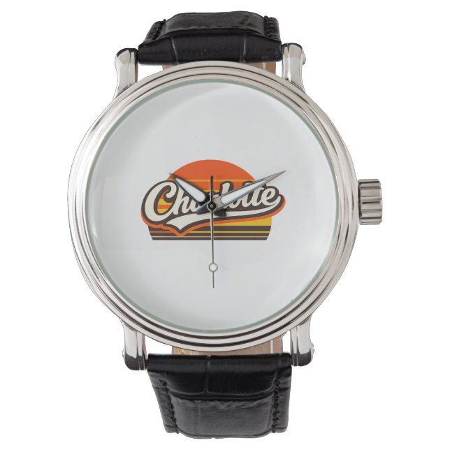 Reloj De Pulsera Charlotte Retro Sunset Personalized Name Design (Anverso)