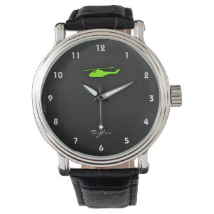 Reloj De Pulsera Chartreuse, helicóptero verde neón