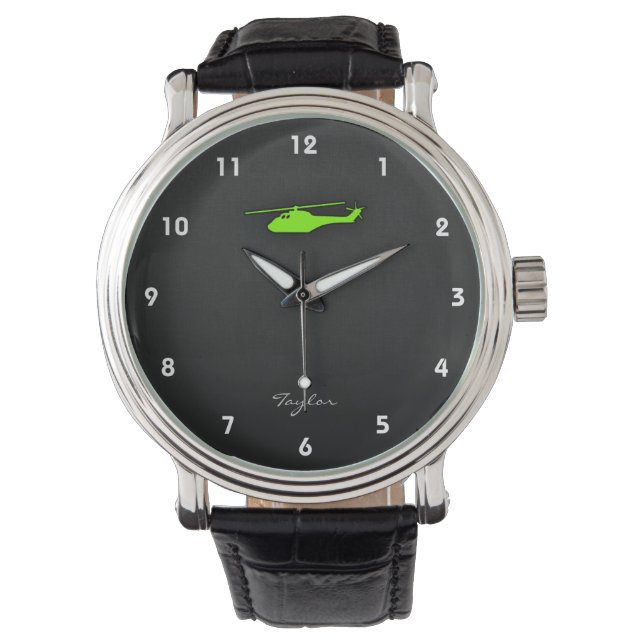 Reloj De Pulsera Chartreuse, helicóptero verde neón (Anverso)