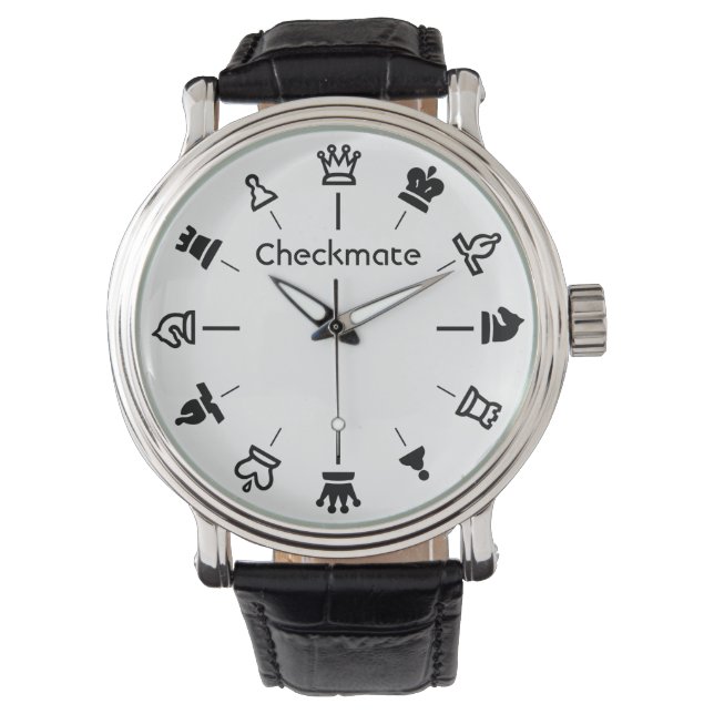 Reloj De Pulsera Checkmate Chess Watch - piezas de ajedrez en blanc (Anverso)