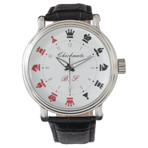 Reloj De Pulsera Checkmate Chess Watch Red and Black