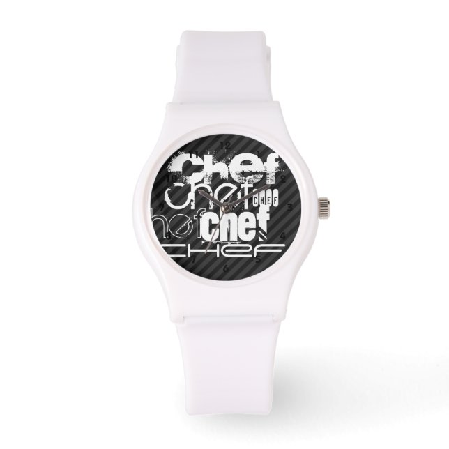 Reloj De Pulsera Chef; franjas grises negras y oscuras (Anverso)