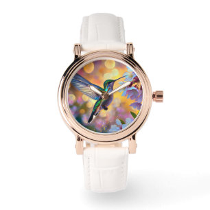 Reloj De Pulsera Cherry Blossom Fantasy Hummingbird
