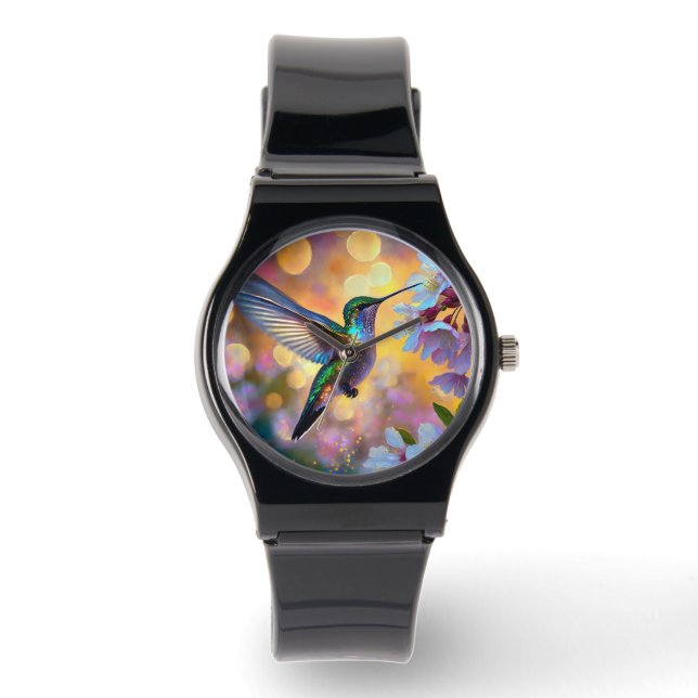Reloj De Pulsera Cherry Blossom Fantasy Hummingbird (Anverso)
