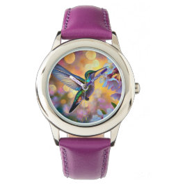 Reloj De Pulsera Cherry Blossom Fantasy Hummingbird