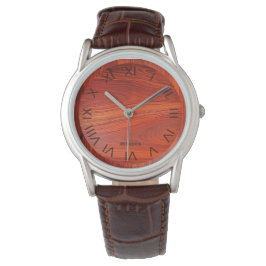 Reloj De Pulsera Cherry wood texture custom monogram.