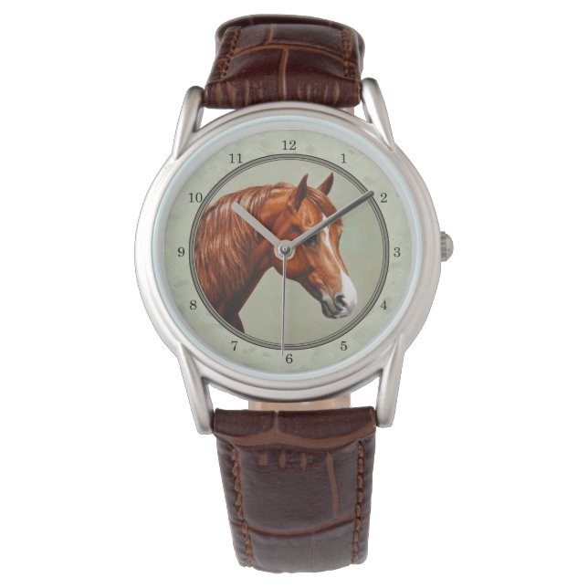 Reloj De Pulsera Chestnut Morgan Horse Sage Green (Anverso)
