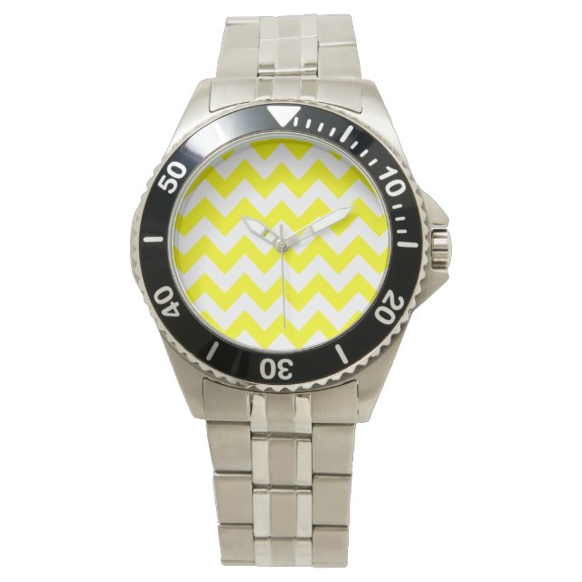 Reloj De Pulsera Chevron negrita amarillo (Anverso)