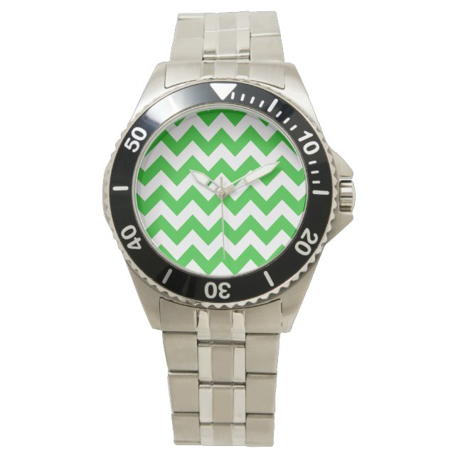 Reloj De Pulsera Chevron negrita verde (Anverso)