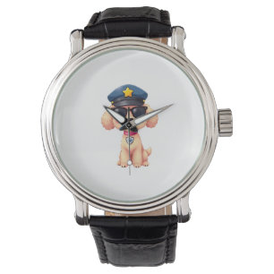 Reloj De Pulsera Chibi Anime Policía Poodle Dog
