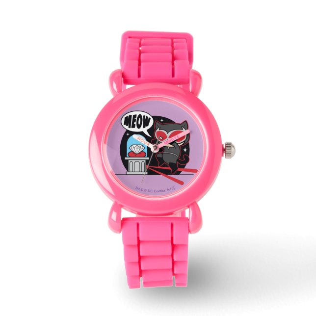 Reloj De Pulsera Chibi Catwoman Robando un diamante (Anverso)