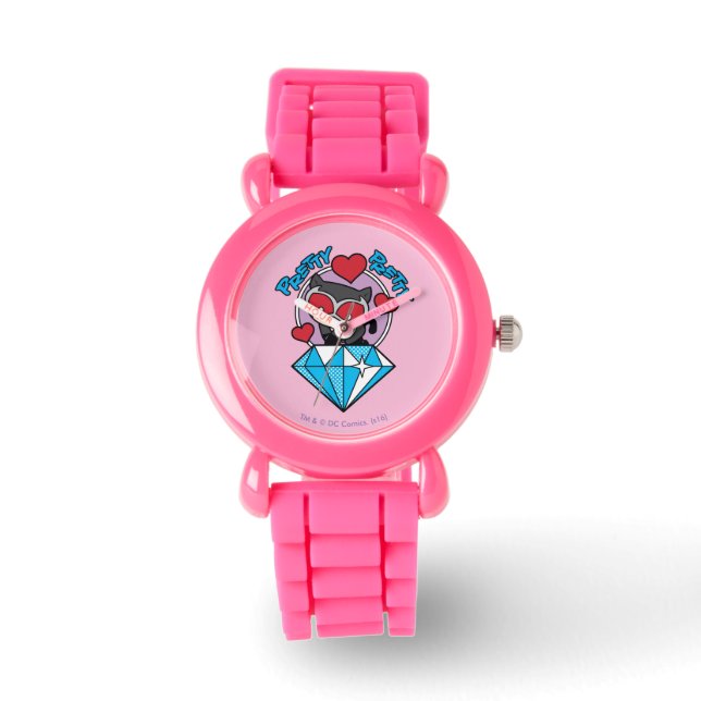 Reloj De Pulsera Chibi Catwoman sentada encima del Diamante grande (Anverso)