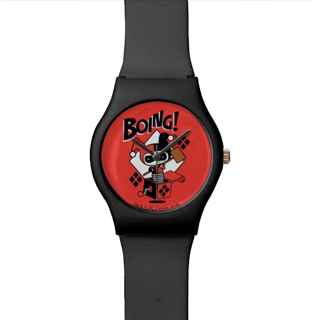 Reloj De Pulsera Chibi Harley-Quinn-In-A-Box Con Martillo (De cerca)
