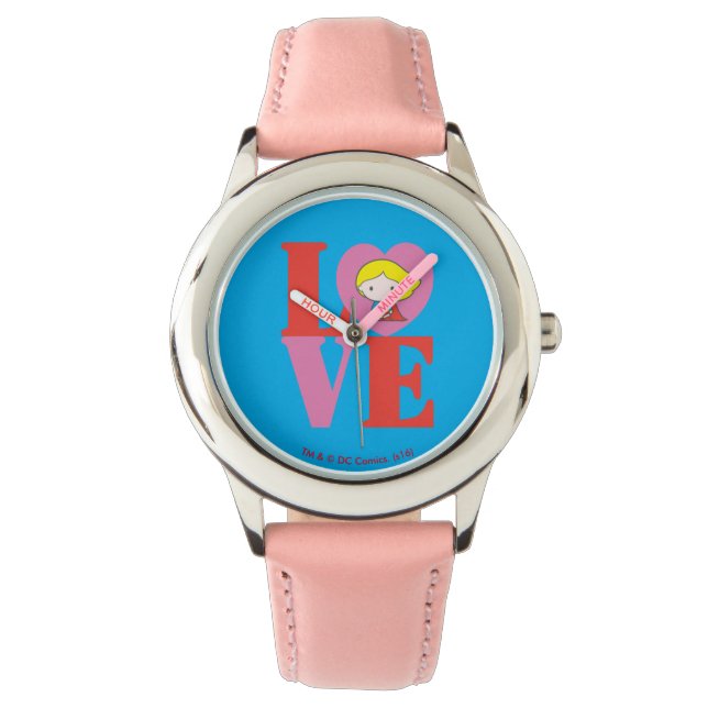 Reloj De Pulsera Chibi Supergirl LOVE (Anverso)
