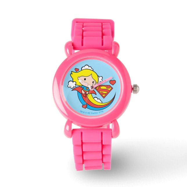 Reloj De Pulsera Chibi Supergirl Volando Arcoiris (Anverso)