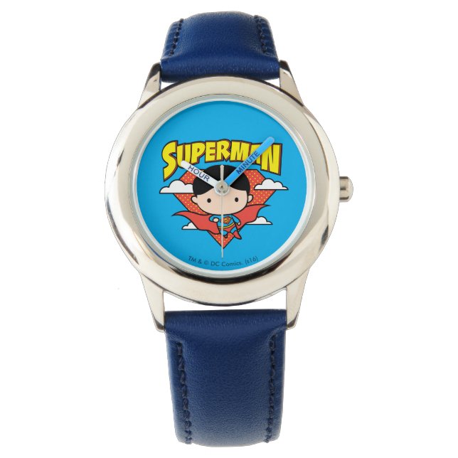 Reloj De Pulsera Chibi Superman Polka Dot Shield y Name (Anverso)