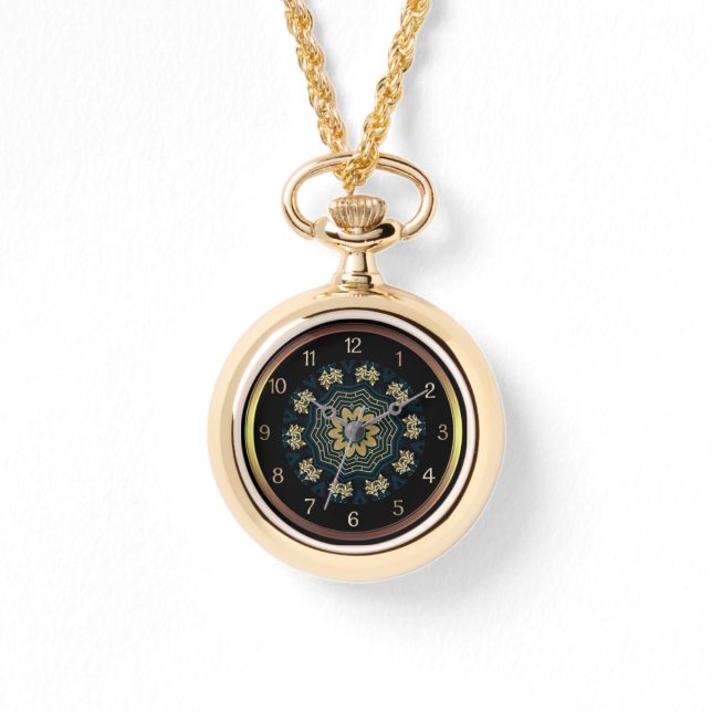Reloj De Pulsera Chic Oro & Verde Estilo Asiático   (Anverso)