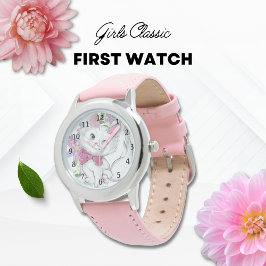 Reloj De Pulsera Chica Adorable Kitten PInk Flowers