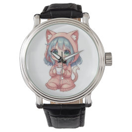 Reloj De Pulsera Chica Anime Kawaii Acogedora con Sudadera con Capu