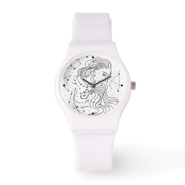 Reloj De Pulsera Chica Aquarius Rótulo Zodiac (Anverso)