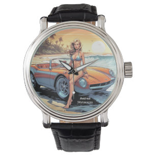 Reloj De Pulsera Chica con coche deportivo