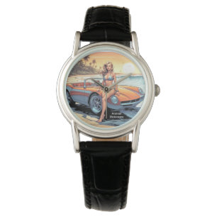 Reloj De Pulsera Chica con coche deportivo