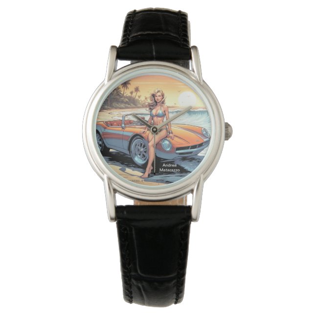Reloj De Pulsera Chica con coche deportivo (Anverso)
