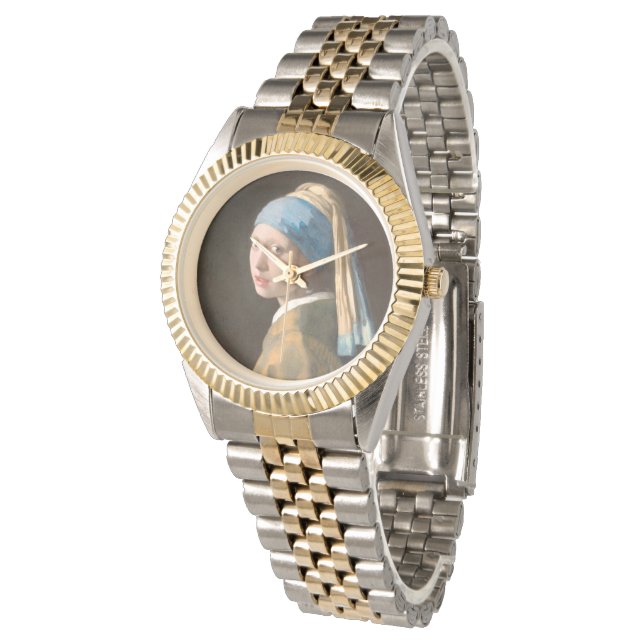 Reloj De Pulsera Chica con Pearl Earring (1665) Johannes Vermeer (Angular)