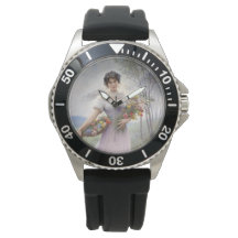 Chica con un Bouquet de flores en un vestido de co