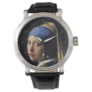 Reloj De Pulsera Chica con un pendiente de la perla de Juan Vermeer