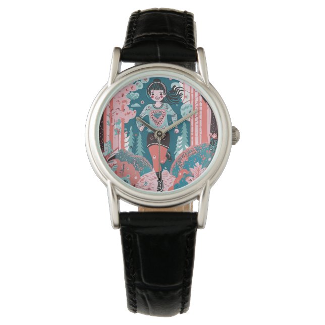 Reloj De Pulsera Chica corriendo en el parque (Anverso)
