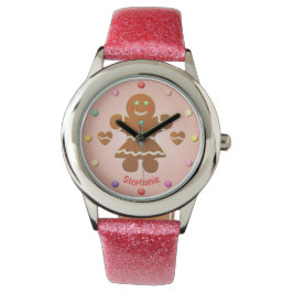 Reloj De Pulsera Chica Cute Gingerbread Con Nombre Editable