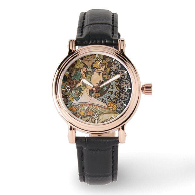 Reloj De Pulsera Chica de Art Nouveau vintage de Alfons Mucha (Anverso)
