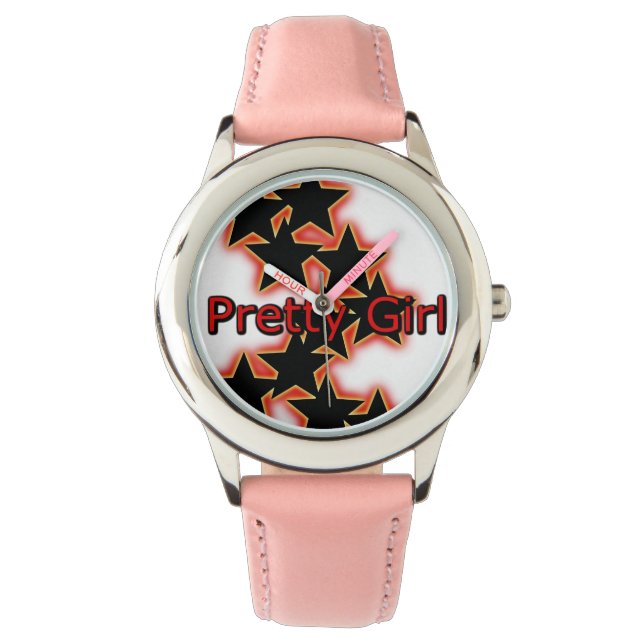 Reloj De Pulsera Chica de bonito Swag Bezel con números rosados (Anverso)