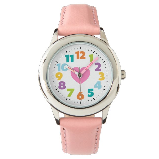 Reloj De Pulsera chica de corazones rosas (Anverso)