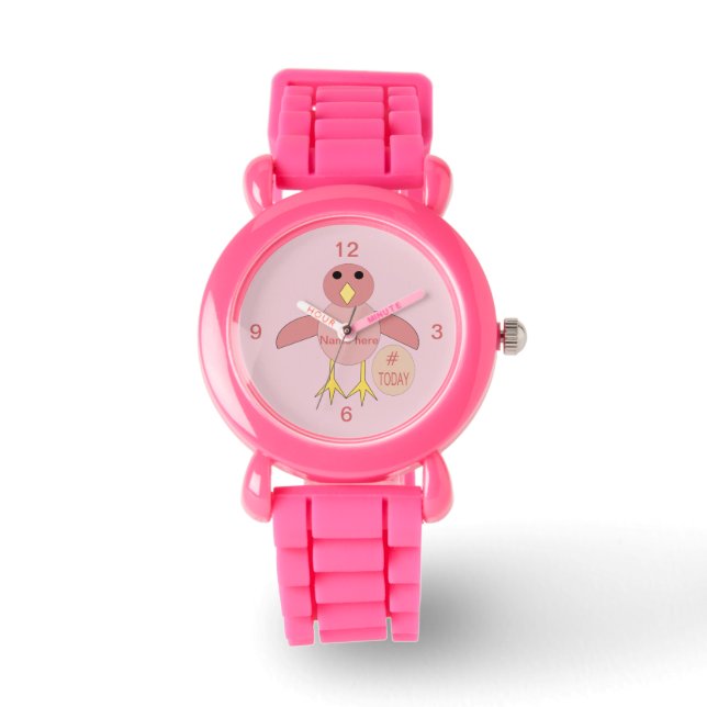 Reloj De Pulsera Chica de cumpleaños rosado personalizado Niños niñ (Anverso)