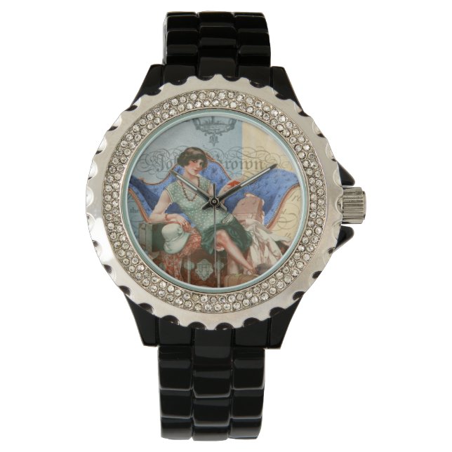 Reloj De Pulsera Chica de Flapper de los años 20 en arte de París (Anverso)