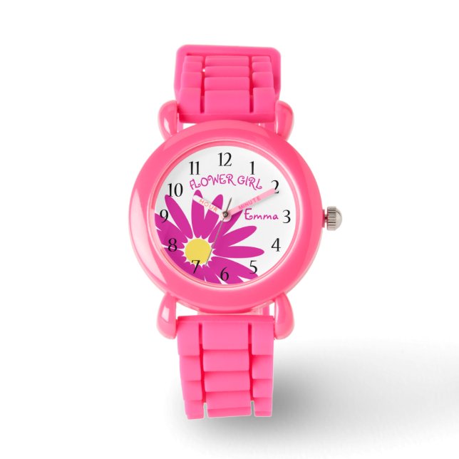 Reloj De Pulsera Chica de flores rosadas de margarita (Anverso)