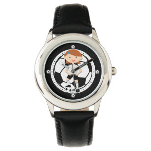Reloj De Pulsera Chica de fútbol 3 y blanco y negro de bola