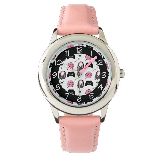 Reloj De Pulsera Chica de jugador rosa y negro (Anverso)