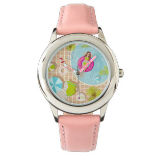 Reloj De Pulsera Chica de la piscina en la playa de verano de bikin
